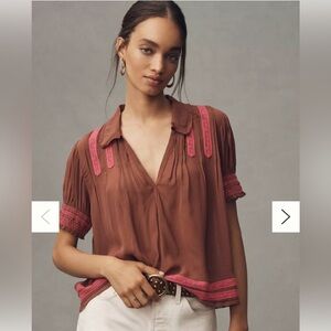 By Anthropologie Short-Sleeve Sheer Blouse